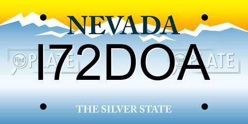 I72DOA Nevada License Plate