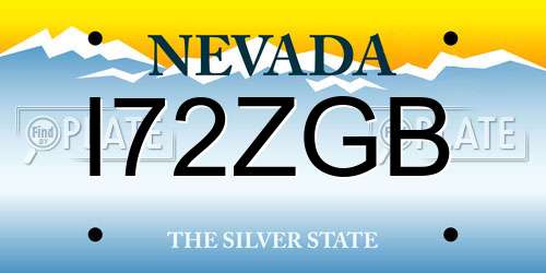I72ZGB Nevada License Plate