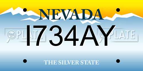 I734AY Nevada License Plate
