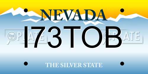 I73TOB Nevada License Plate
