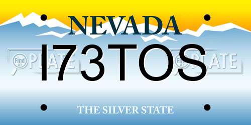 I73TOS Nevada License Plate