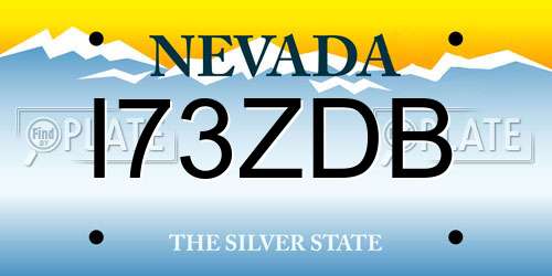 I73ZDB Nevada License Plate