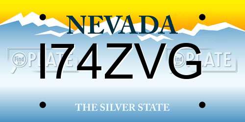 I74ZVG Nevada License Plate