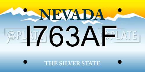 I763AF Nevada License Plate