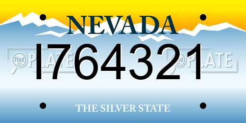 I764321 Nevada License Plate
