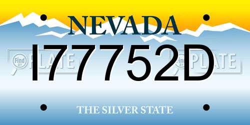 I77752D Nevada License Plate