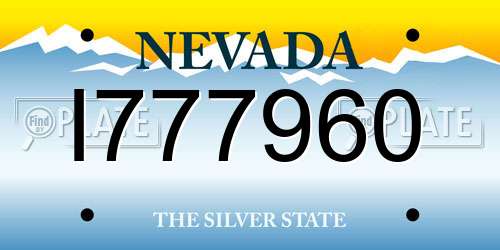 I777960 Nevada License Plate