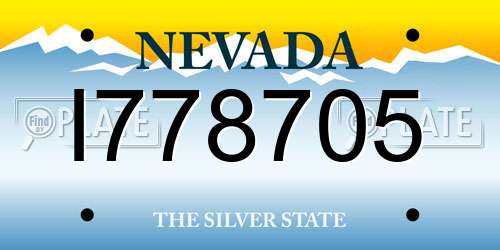 I778705 Nevada License Plate