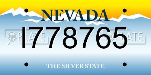 I778765 Nevada License Plate