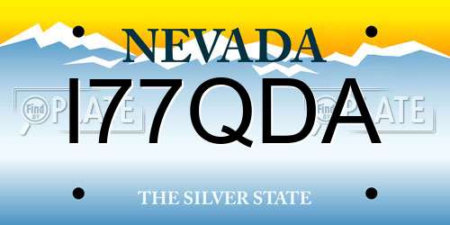 I77QDA Nevada License Plate