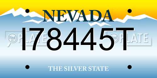I78445T Nevada License Plate