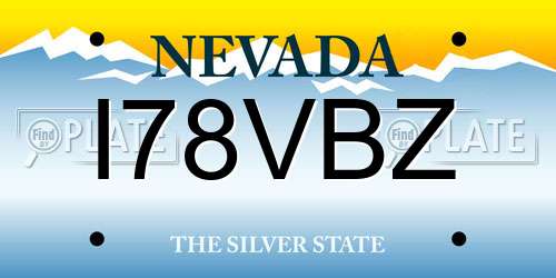 I78VBZ Nevada License Plate