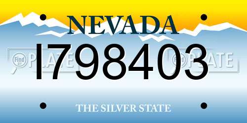 I798403 Nevada License Plate