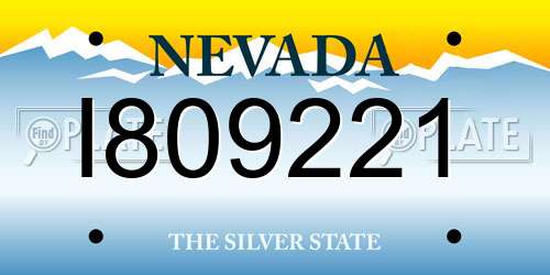 I809221 Nevada License Plate