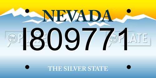 I809771 Nevada License Plate