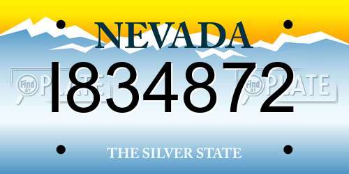 I834872 Nevada License Plate