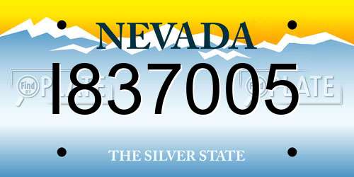 I837005 Nevada License Plate