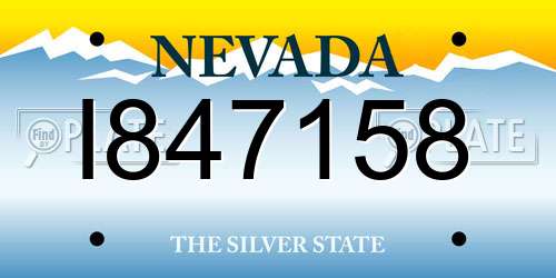I847158 Nevada License Plate