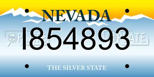 I854893 Nevada License Plate