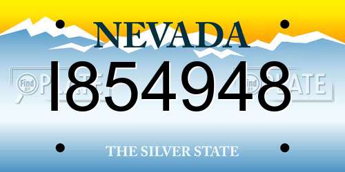 I854948 Nevada License Plate