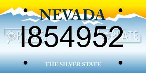I854952 Nevada License Plate