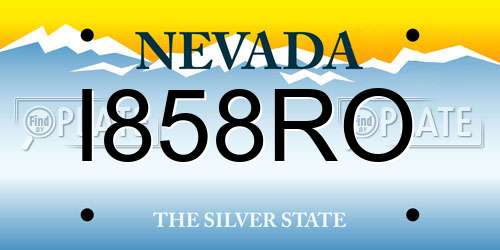 I858RO Nevada License Plate