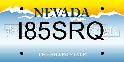 I85SRQ Nevada License Plate