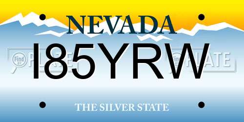 I85YRW Nevada License Plate