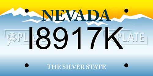 I8917K Nevada License Plate