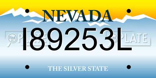 I89253L Nevada License Plate