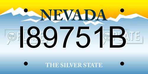 I89751B Nevada License Plate