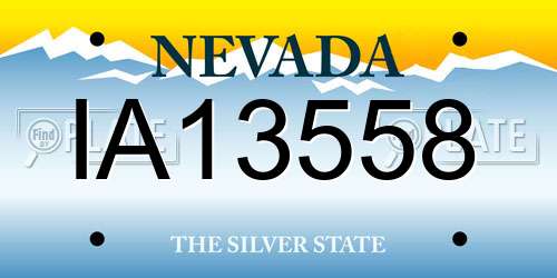 IA13558 Nevada License Plate