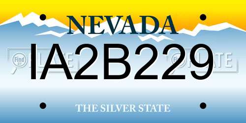 IA2B229 Nevada License Plate