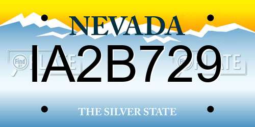 IA2B729 Nevada License Plate
