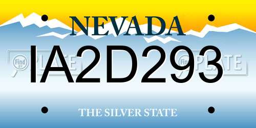 IA2D293 Nevada License Plate
