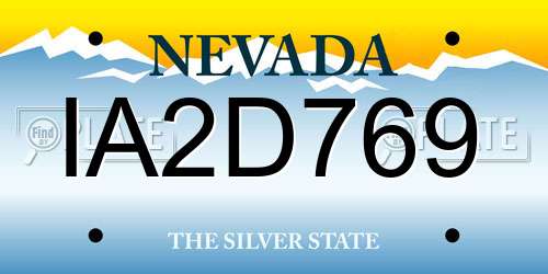IA2D769 Nevada License Plate