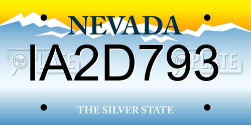 IA2D793 Nevada License Plate