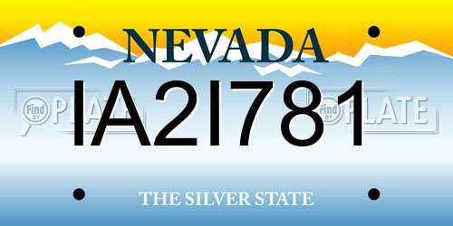 IA2I781 Nevada License Plate