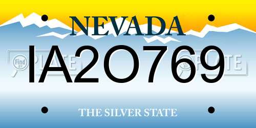 IA2O769 Nevada License Plate