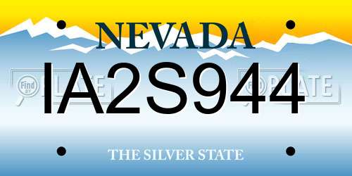 IA2S944 Nevada License Plate