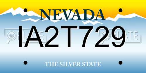IA2T729 Nevada License Plate