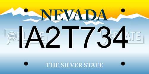 IA2T734 Nevada License Plate