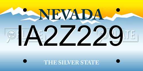 IA2Z229 Nevada License Plate