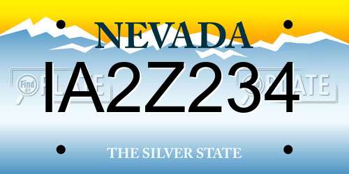 IA2Z234 Nevada License Plate