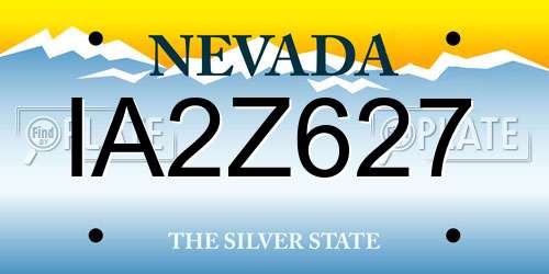 IA2Z627 Nevada License Plate