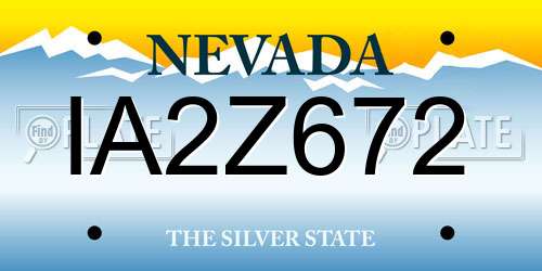 IA2Z672 Nevada License Plate