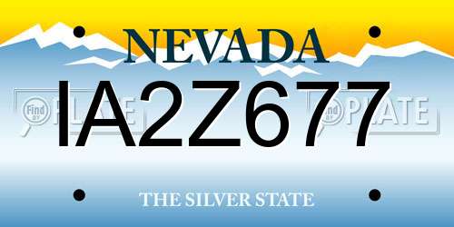 IA2Z677 Nevada License Plate
