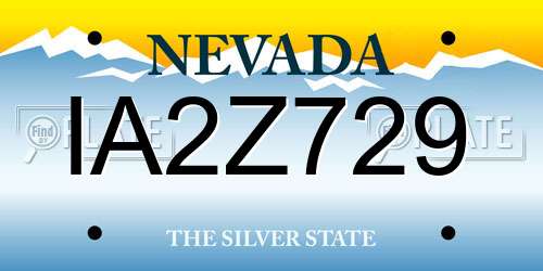 IA2Z729 Nevada License Plate