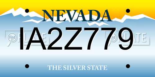 IA2Z779 Nevada License Plate