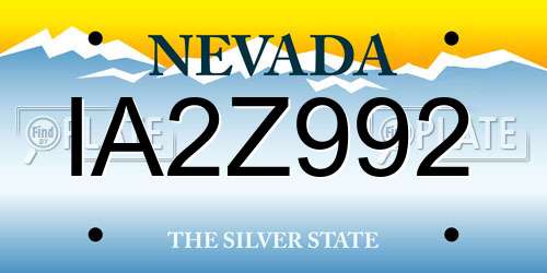 IA2Z992 Nevada License Plate